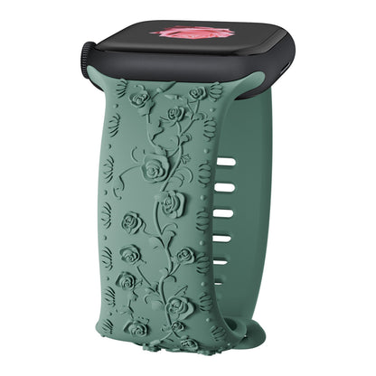 iBandGear Embossed Rose Silicone Band for Apple Watch - Cactus Green