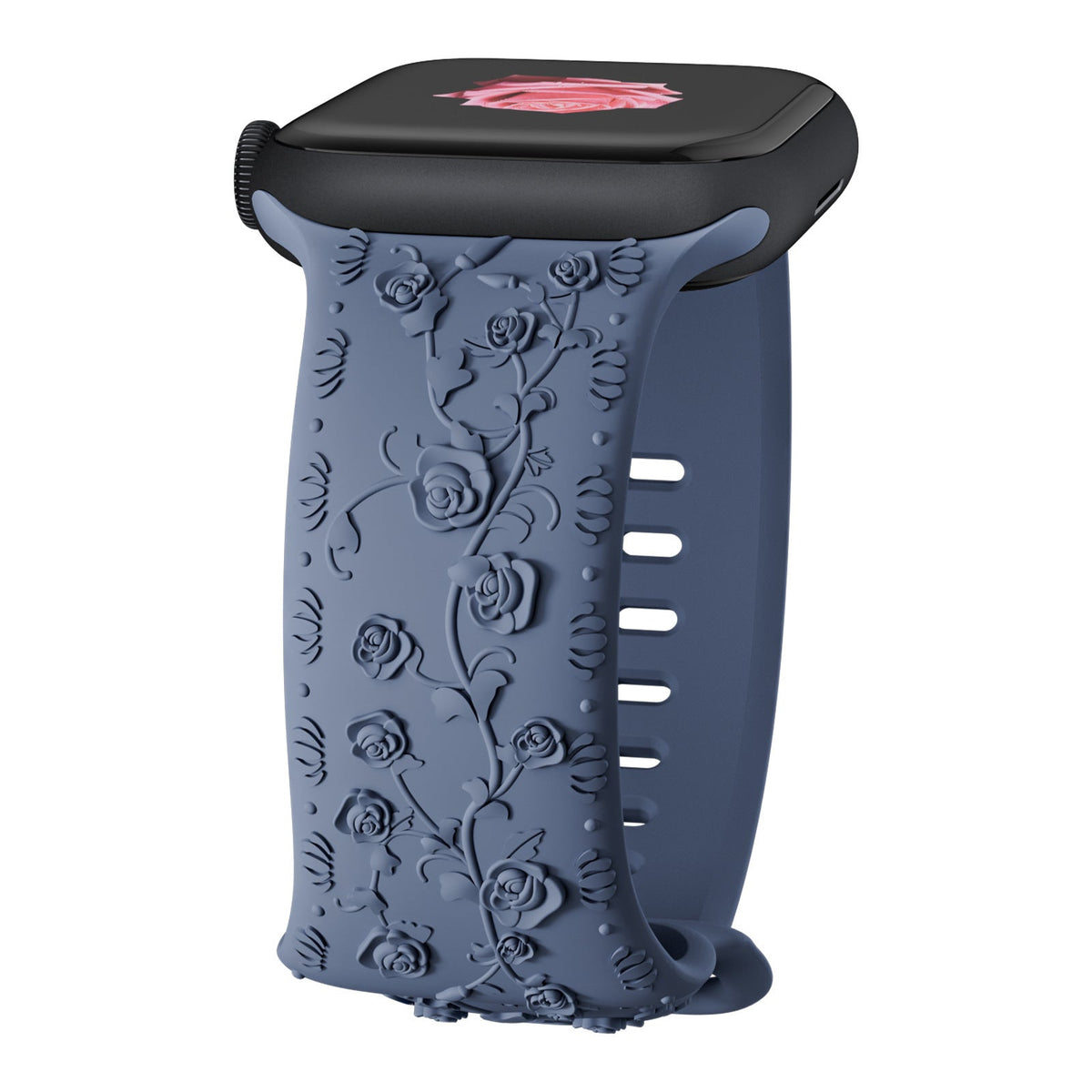 iBandGear Embossed Rose Silicone Band for Apple Watch - Linen Blue