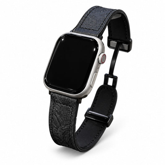 iBandGear EmbossLuxe Textured Hybrid Band for Apple Watch - Black