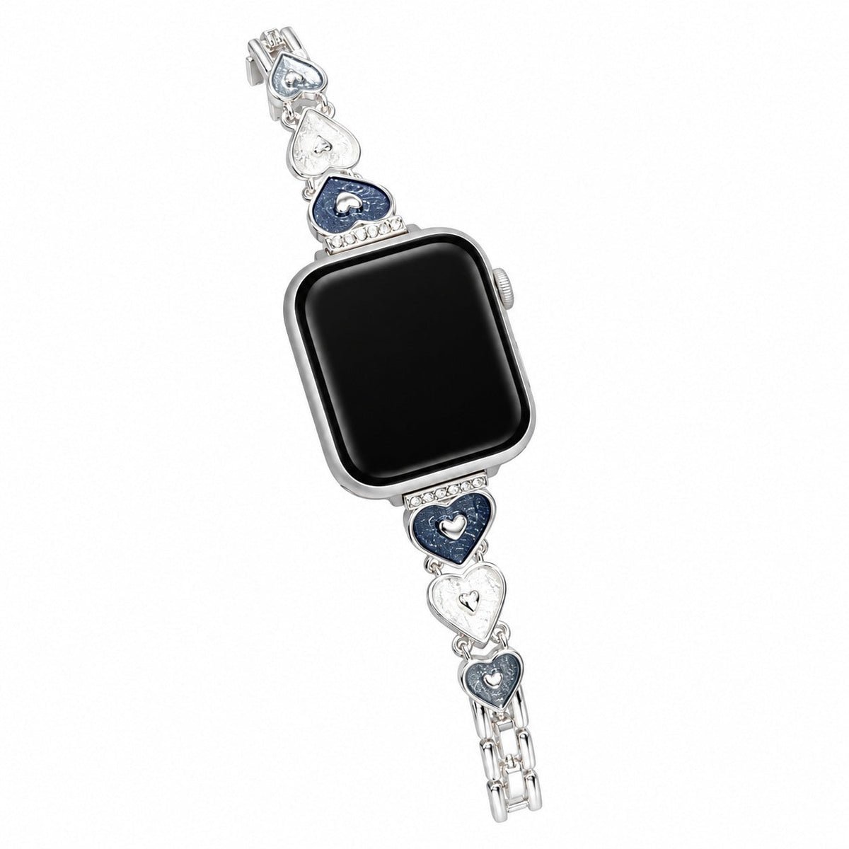 iBandGear Enamel Heart Metal Bracelet Band for Apple Watch - Silver