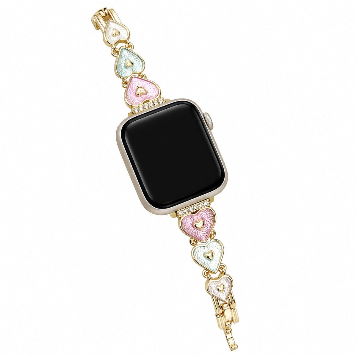 iBandGear Enamel Heart Metal Bracelet Band for Apple Watch - Gold