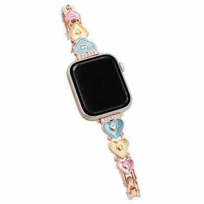iBandGear Enamel Heart Metal Bracelet Band for Apple Watch - Rose Gold