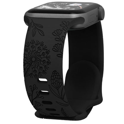 iBandGear Engraved Dandelion Silicone Band for Apple Watch - Black