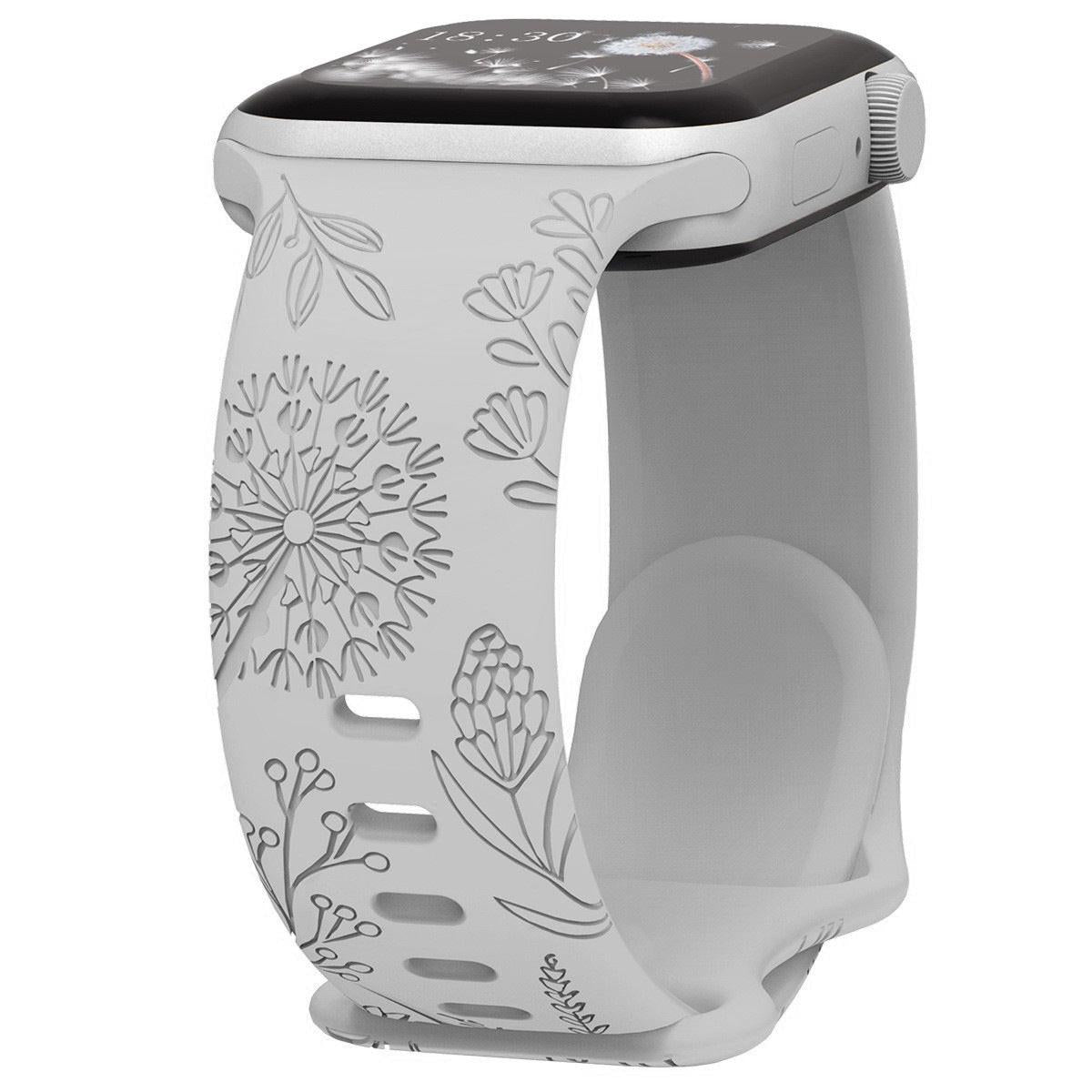 iBandGear Engraved Dandelion Silicone Band for Apple Watch - Gray