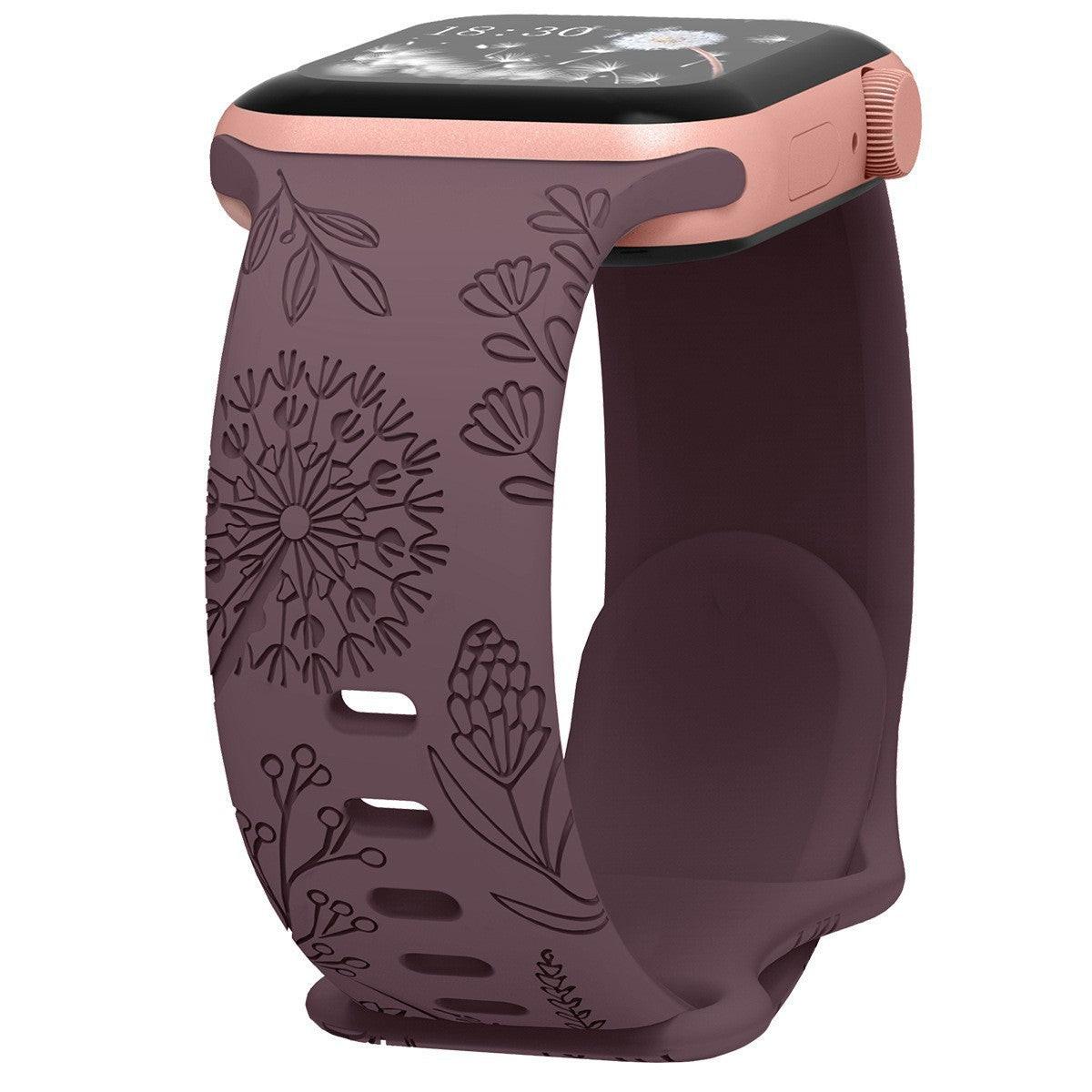 iBandGear Engraved Dandelion Silicone Band for Apple Watch - Smoky Purple
