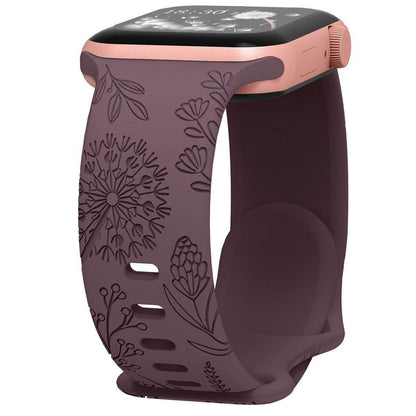 iBandGear Engraved Dandelion Silicone Band for Apple Watch - Smoky Purple