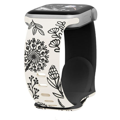 iBandGear Engraved Dandelion Silicone Band for Apple Watch - Starlight-Black