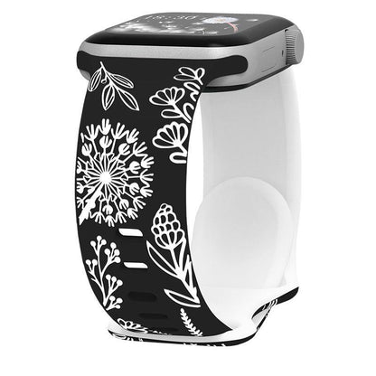 iBandGear Engraved Dandelion Silicone Band for Apple Watch - Black-White