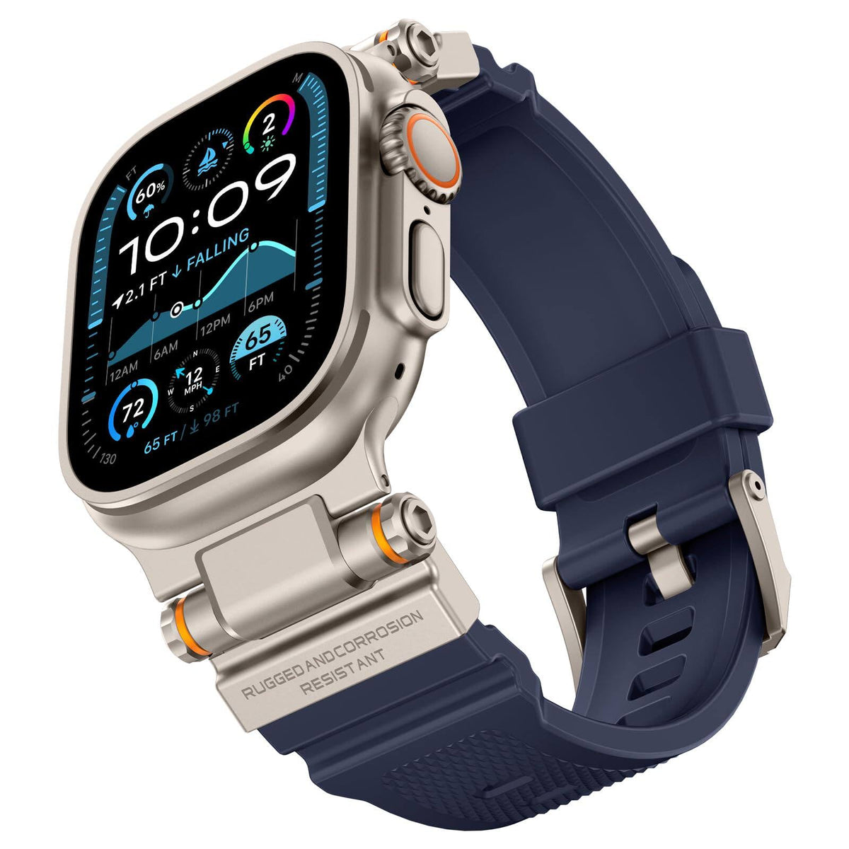 iBandGear Explorer Armor Band for Apple Watch - Titanium-Blue