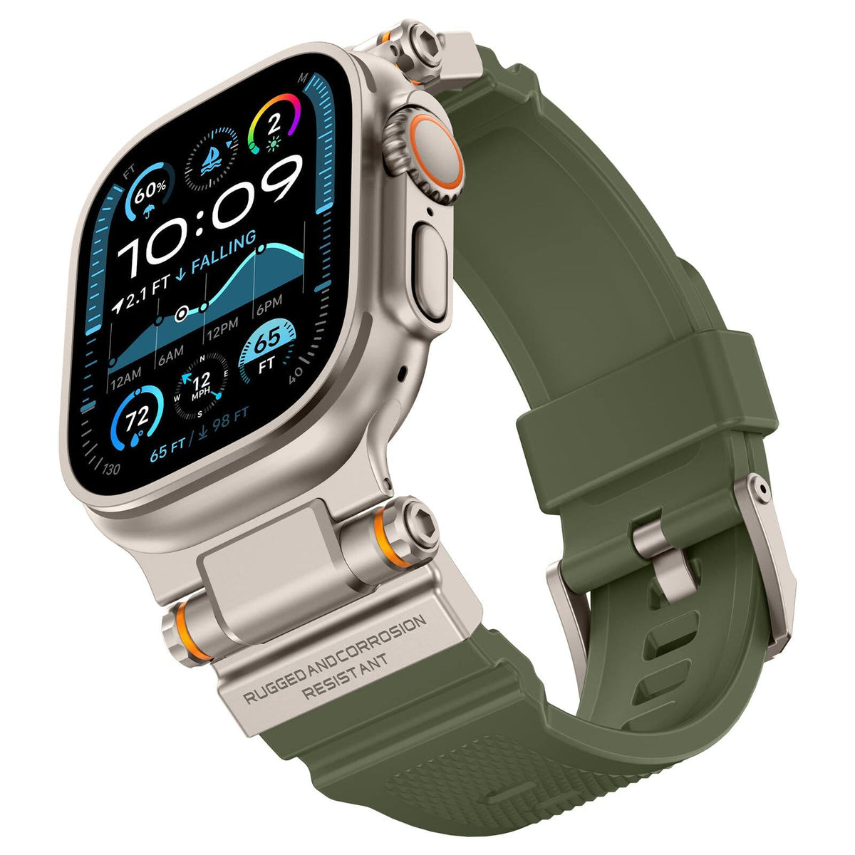 iBandGear Explorer Armor Band for Apple Watch - Titanium-Green