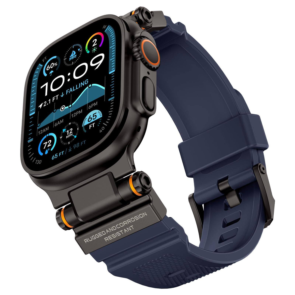 iBandGear Explorer Armor Band for Apple Watch - Black-Blue