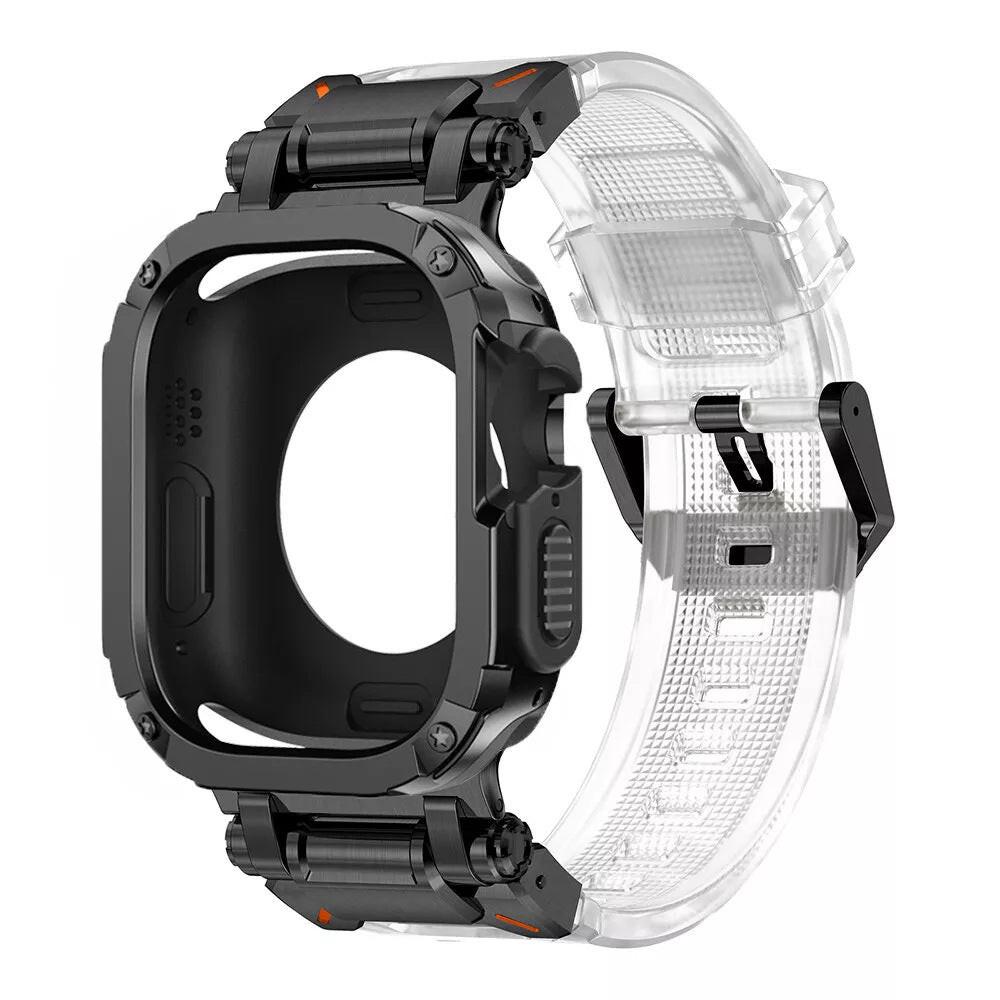 iBandGear Explorer Armor Case & TPU Strap Set for Apple Watch - Black-Transparent