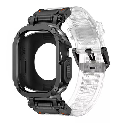 iBandGear Explorer Armor Case & TPU Strap Set for Apple Watch - Black-Transparent
