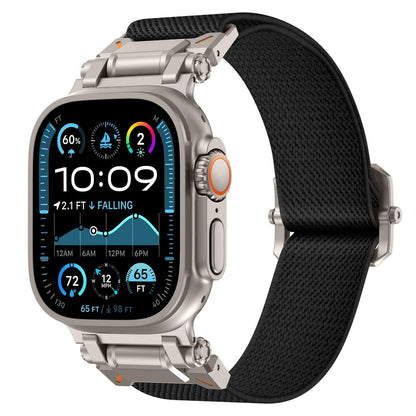 iBandGear Explorer Style Nylon Band with Metal Connectors for Apple Watch - Titanium-Black