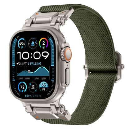 iBandGear Explorer Style Nylon Band with Metal Connectors for Apple Watch - Titanium-Green