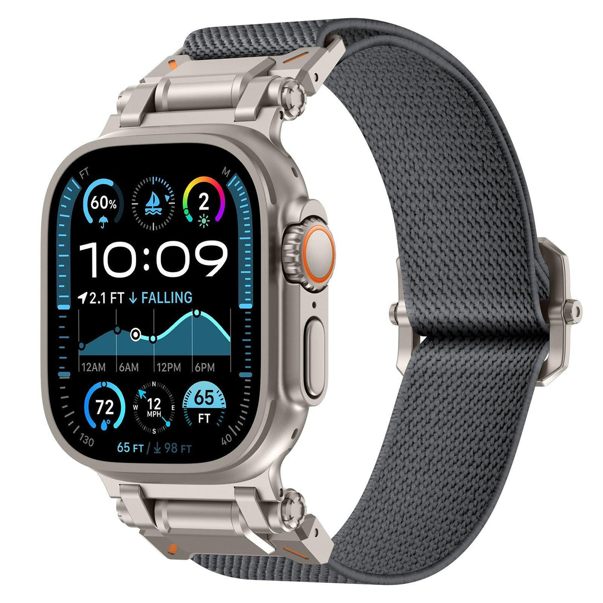 iBandGear Explorer Style Nylon Band with Metal Connectors for Apple Watch - Titanium-Gray