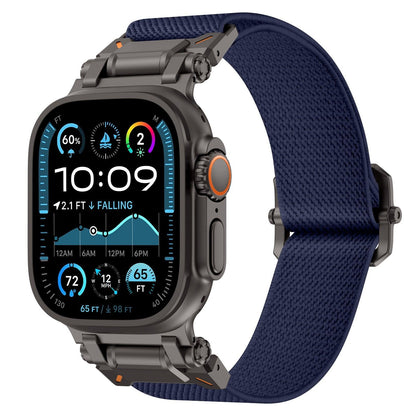 iBandGear Explorer Style Nylon Band with Metal Connectors for Apple Watch - Black-Blue