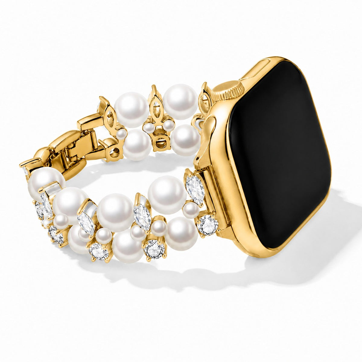 iBandGear Faux Pearl Crystal Bracelet Band for Apple Watch - Gold