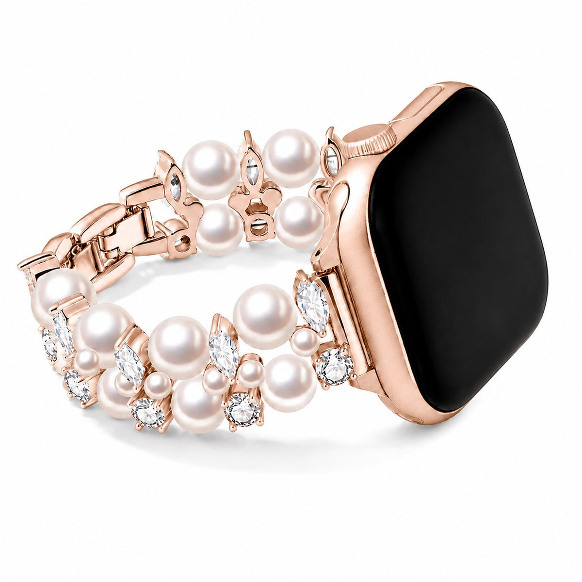 iBandGear Faux Pearl Crystal Bracelet Band for Apple Watch - Rose Gold