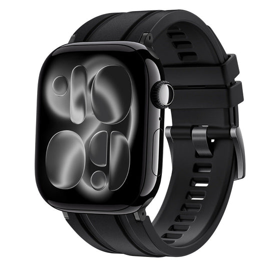 iBandGear FKM Rubber Waterproof Band for Apple Watch Sport Strap - Black