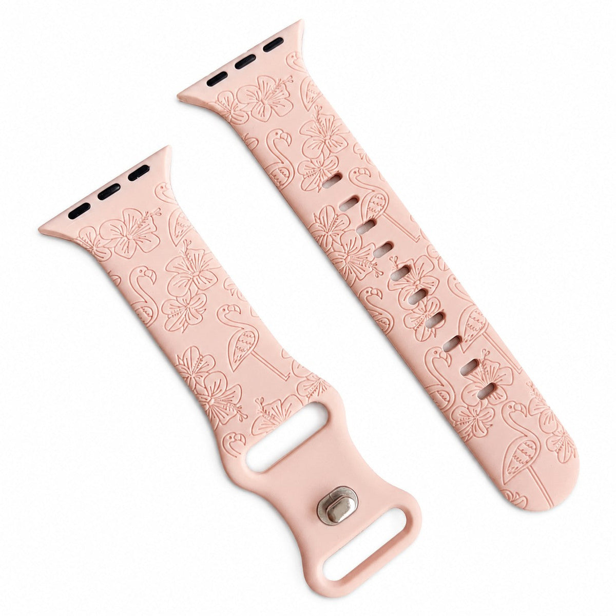 iBandGear Flamingo Bloom Engraved Silicone Band for Apple Watch - Sand Pink