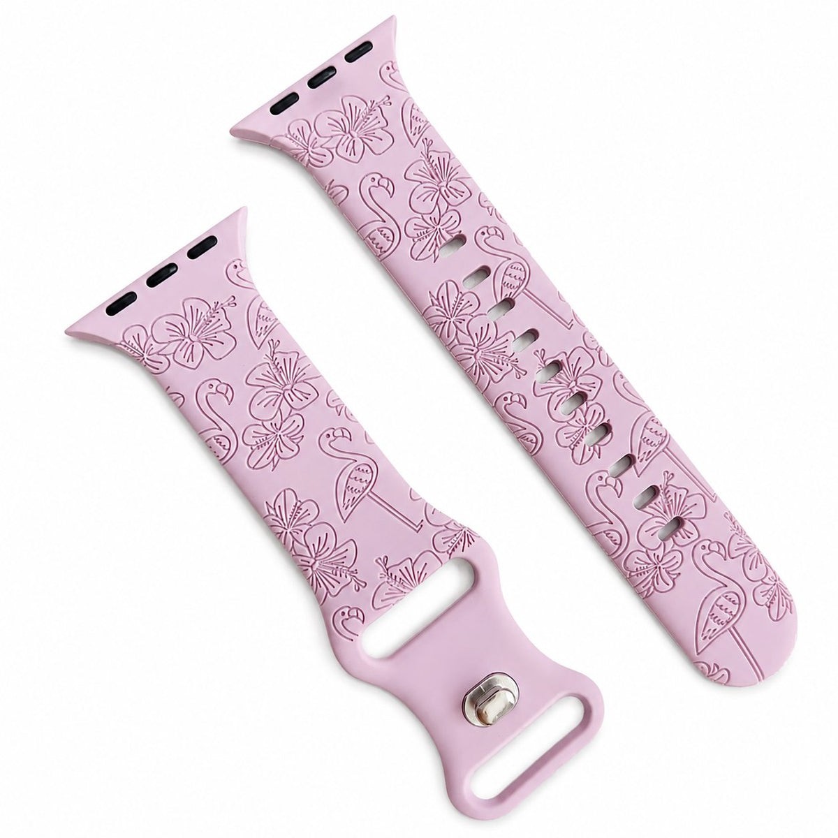 iBandGear Flamingo Bloom Engraved Silicone Band for Apple Watch - Purple