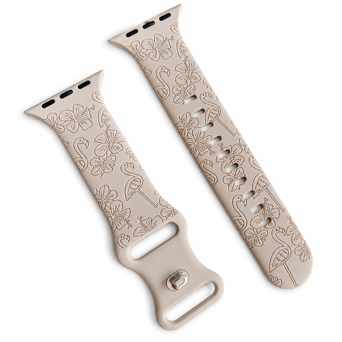 iBandGear Flamingo Bloom Engraved Silicone Band for Apple Watch - Starlight