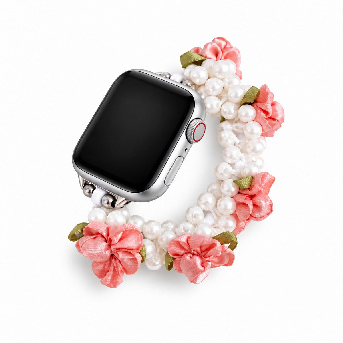 iBandGear Floral Beaded Scrunchie Band for Apple Watch - Pink