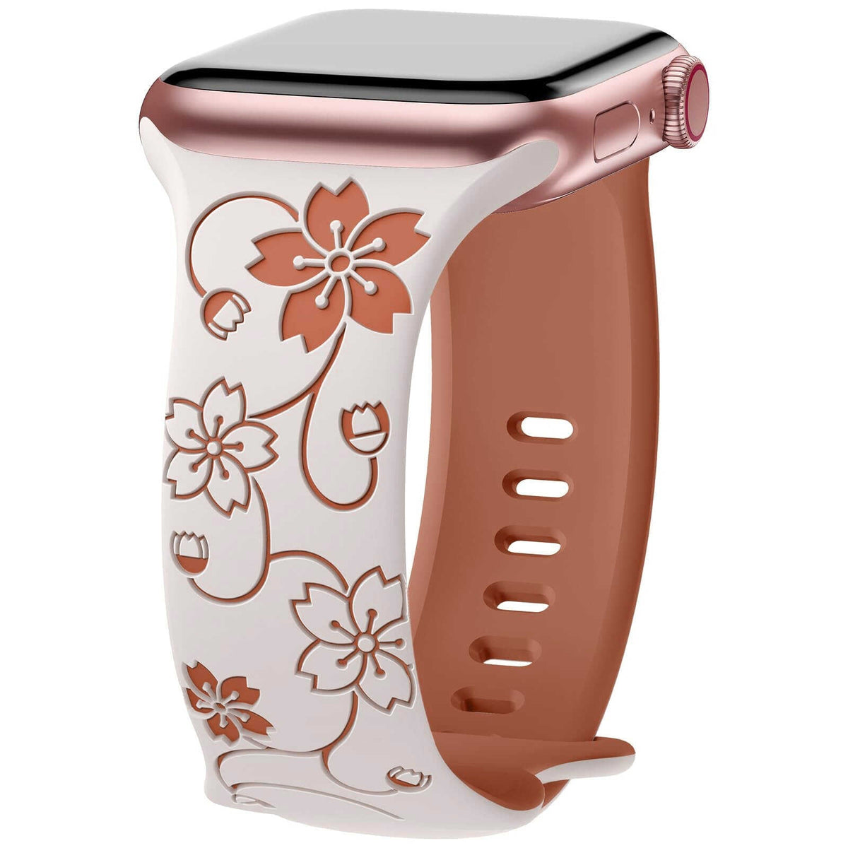 iBandGear Floral Pattern Silicone Band for Apple Watch - Starlight-Brown