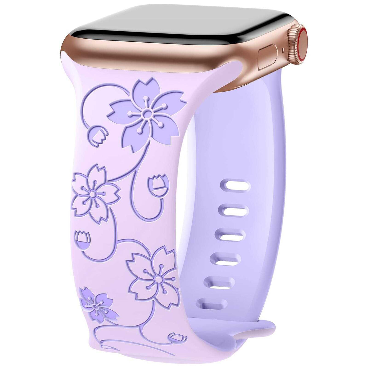 iBandGear Floral Pattern Silicone Band for Apple Watch - Lavender-Violet