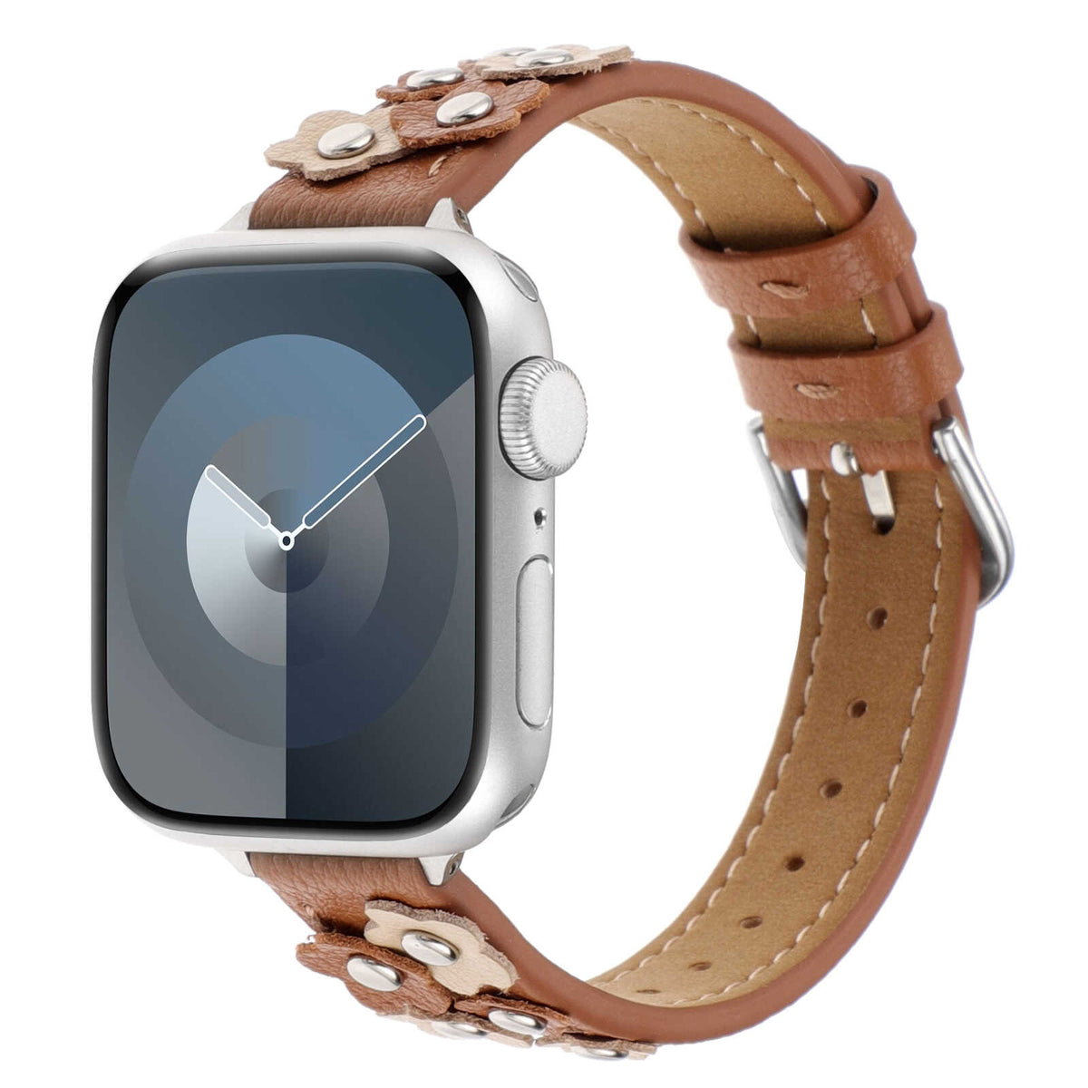 iBandGear Floral Studded Leather Band for Apple Watch - Brown