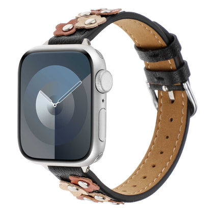 iBandGear Floral Studded Leather Band for Apple Watch - Black
