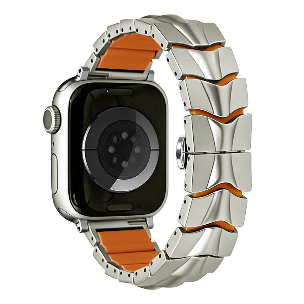 iBandGear FluidLink Metal & Silicone Band for Apple Watch - Starlight - Orange
