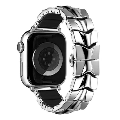 iBandGear FluidLink Metal & Silicone Band for Apple Watch - Silver - Black
