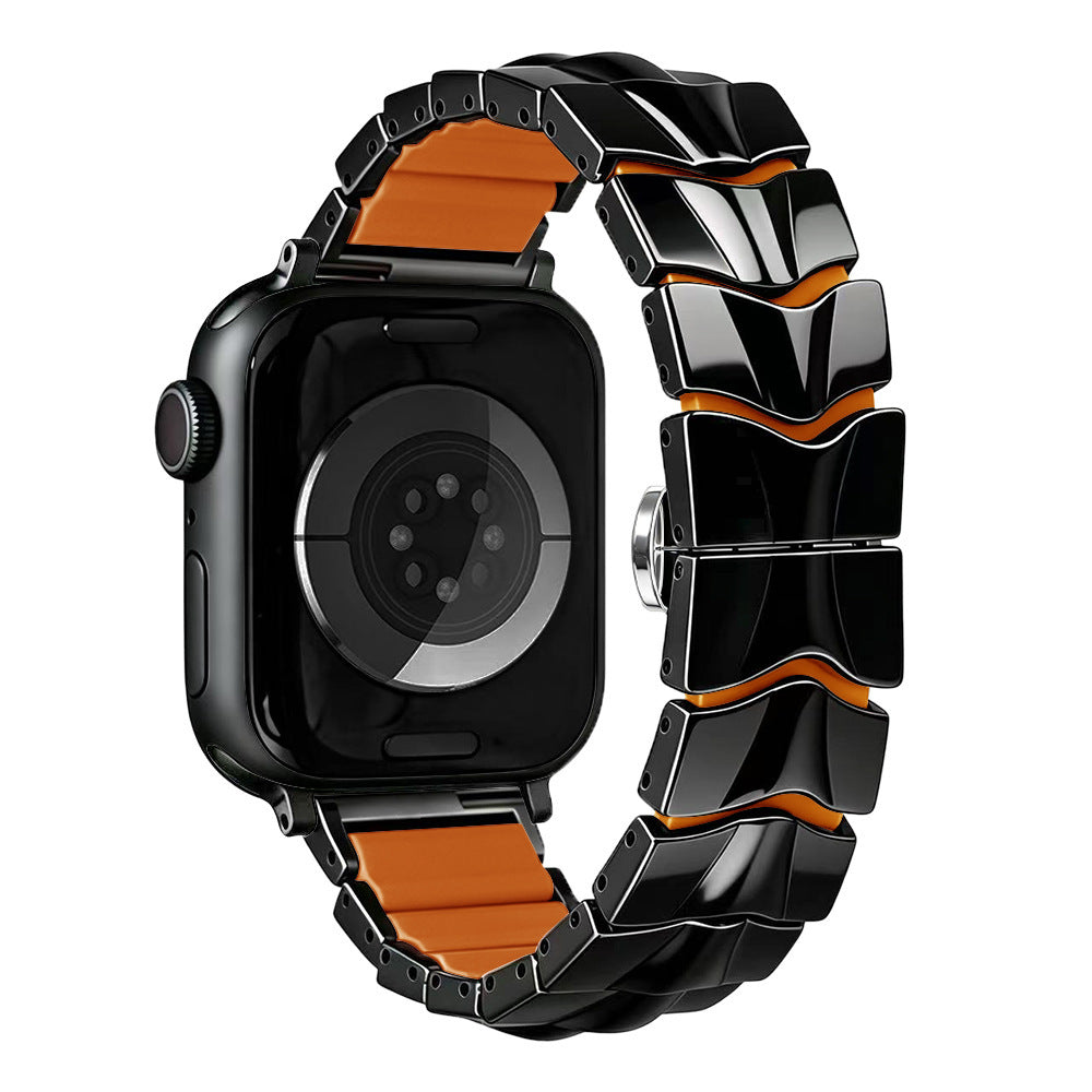 iBandGear FluidLink Metal & Silicone Band for Apple Watch - Black - Orange