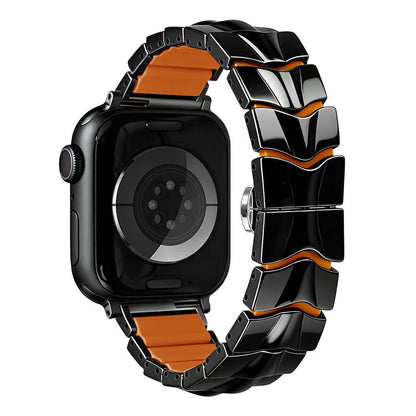 iBandGear FluidLink Metal & Silicone Band for Apple Watch - Black - Orange
