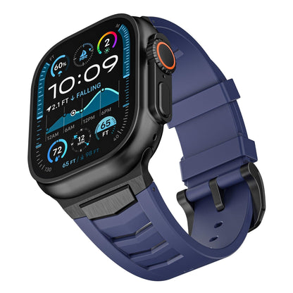 iBandGear Fluoroelastomer Band with Stainless Steel for Apple Watch - Blue - Black