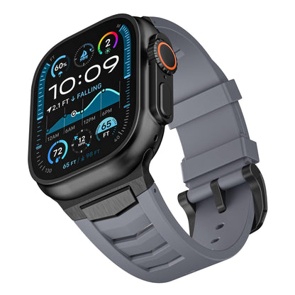 iBandGear Fluoroelastomer Band with Stainless Steel for Apple Watch - Gray - Black