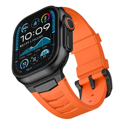 iBandGear Fluoroelastomer Band with Stainless Steel for Apple Watch - Orange - Black