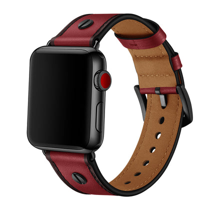 iBandGear Full Grain Leather Apple Watch Vintage One-Pin Strap - Red