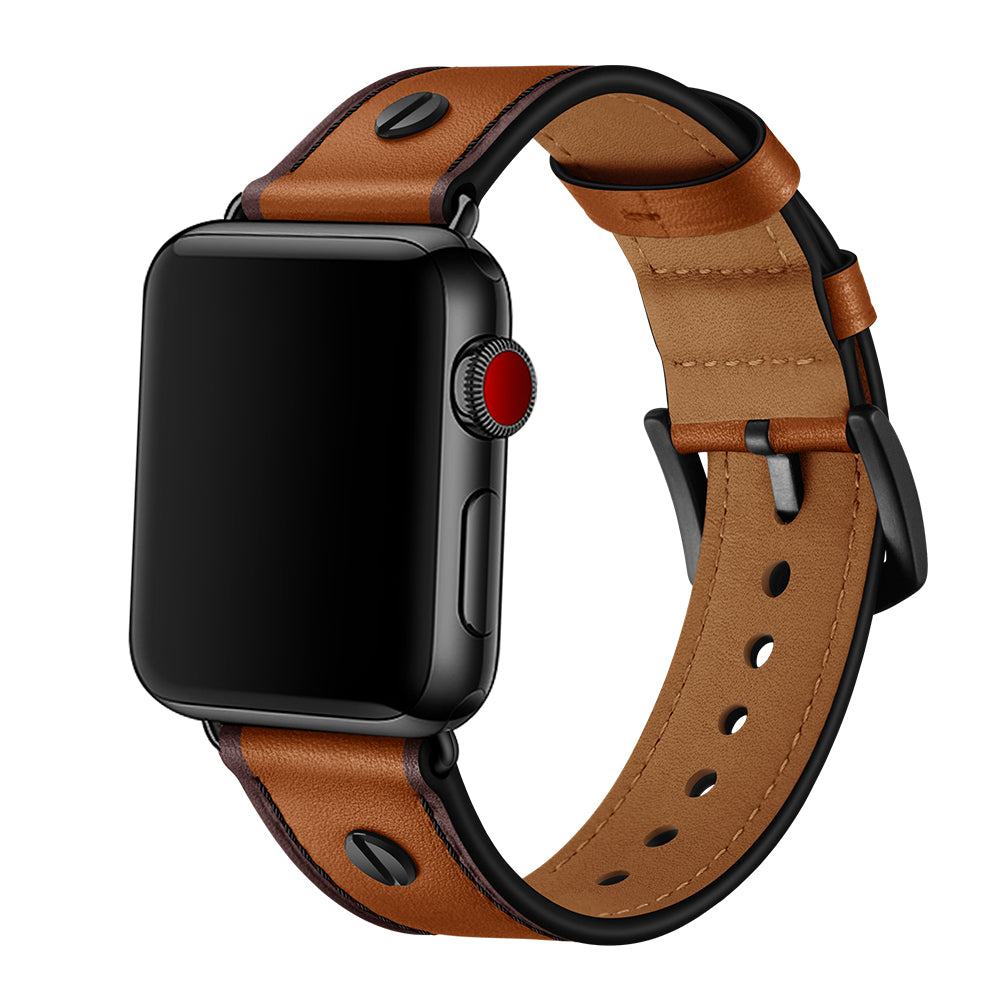 iBandGear Full Grain Leather Apple Watch Vintage One-Pin Strap - Brown