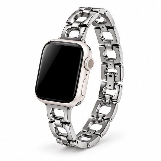 iBandGear Geometric Hollow Link Metal Bracelet Band for Apple Watch - Silver