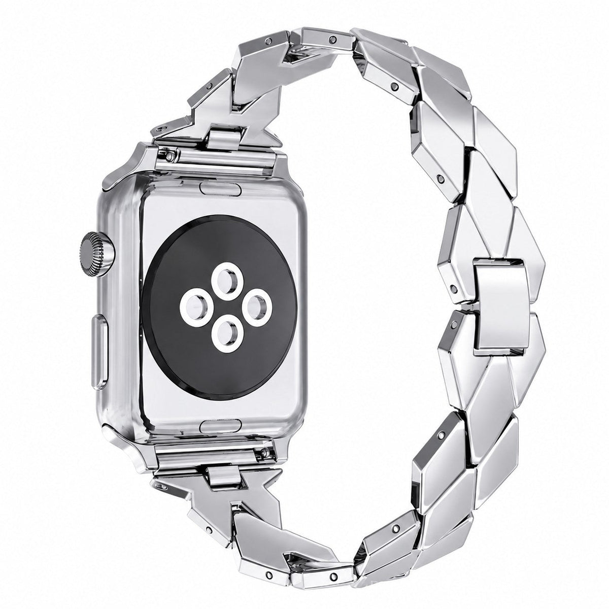 iBandGear Geometric Link Metal Band for Apple Watch – Chic Women’s Design - Silver