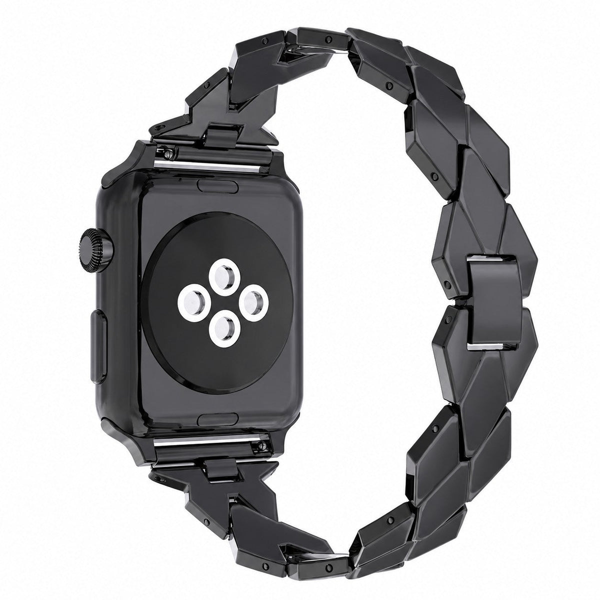 iBandGear Geometric Link Metal Band for Apple Watch – Chic Women’s Design - Black