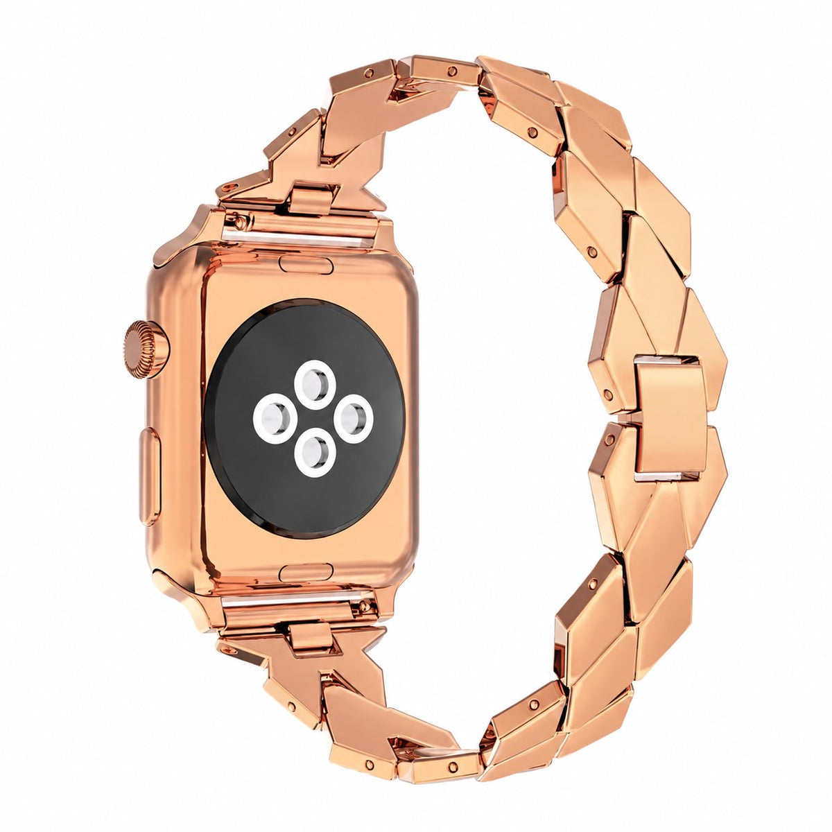 iBandGear Geometric Link Metal Band for Apple Watch – Chic Women’s Design - Rose Gold