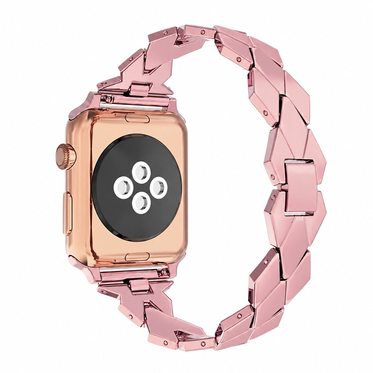 iBandGear Geometric Link Metal Band for Apple Watch – Chic Women’s Design - Rose Pink