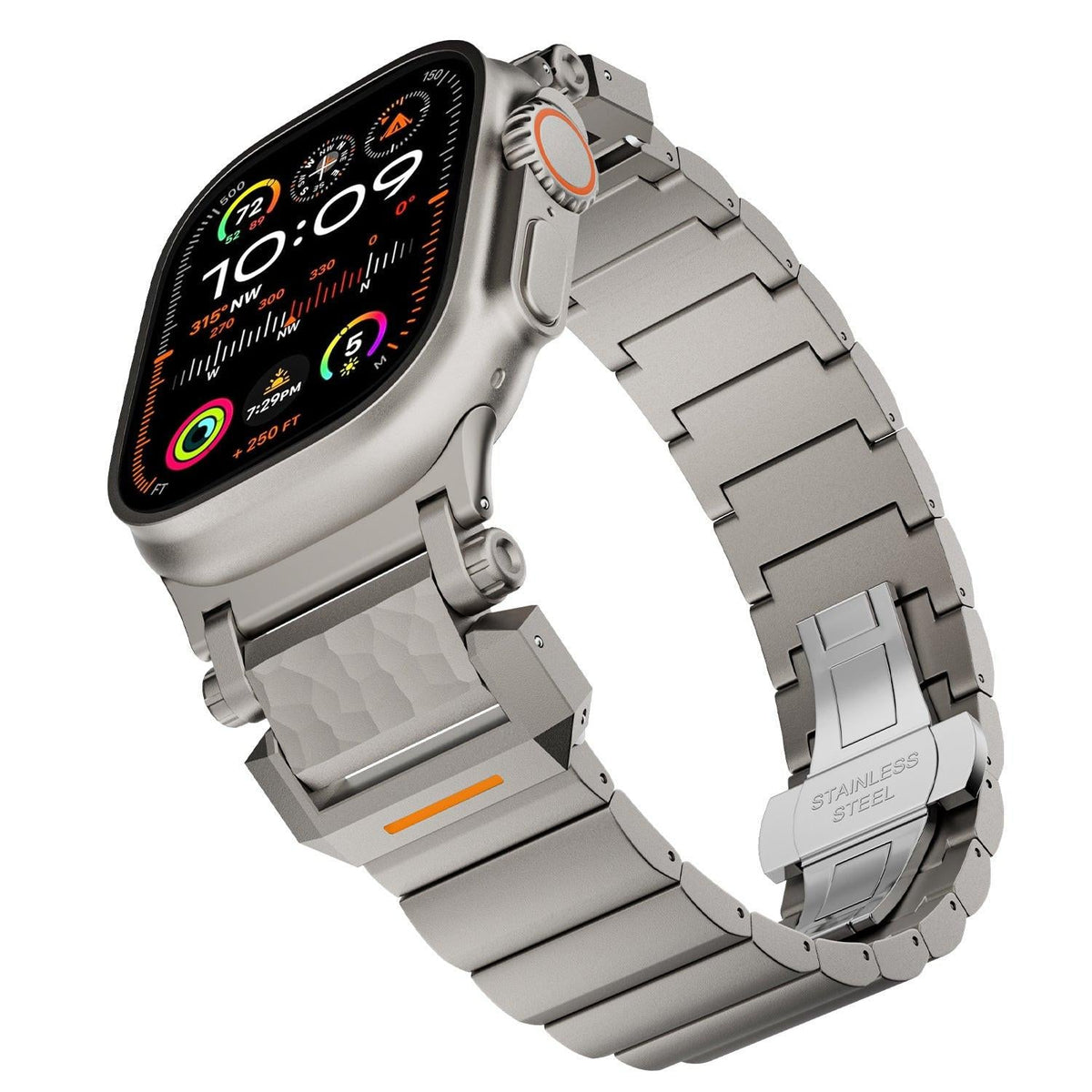 iBandGear Hammered Titanium Band for Apple Watch with Stainless Steel End Links - Titanium