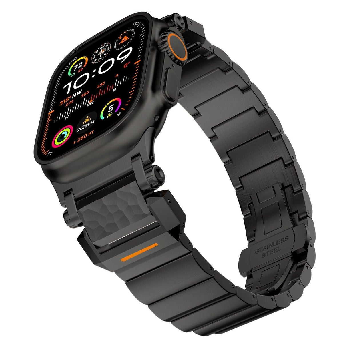 iBandGear Hammered Titanium Band for Apple Watch with Stainless Steel End Links - Black