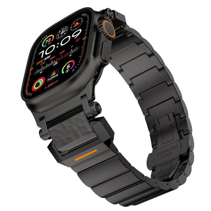 iBandGear Hammered Titanium Band for Apple Watch with Stainless Steel End Links - Black