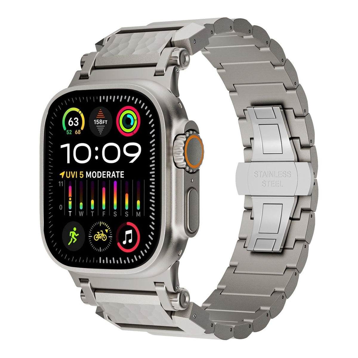 iBandGear Hammered Titanium Band for Apple Watch with Stainless Steel End Links - detail 8